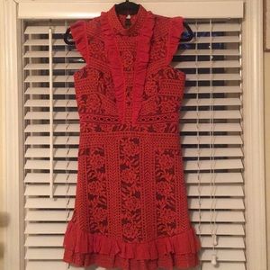 Red embroidered cocktail dress-size 8